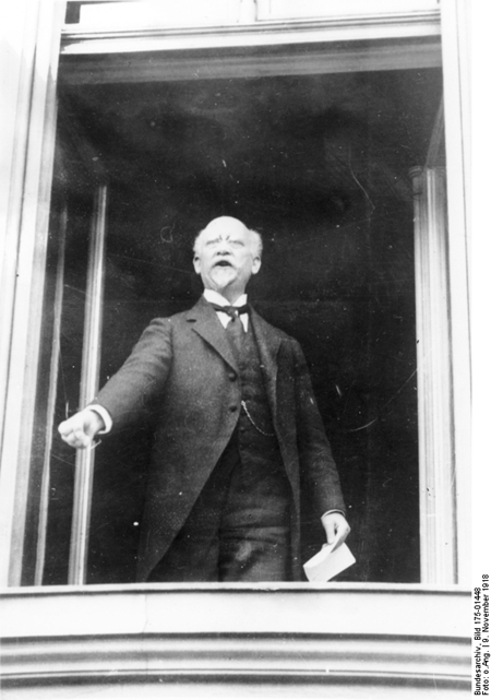 Philipp Scheidemann Giving a Speech from a Window of the Reich Chancellery (Detail) (November 9, 1918)